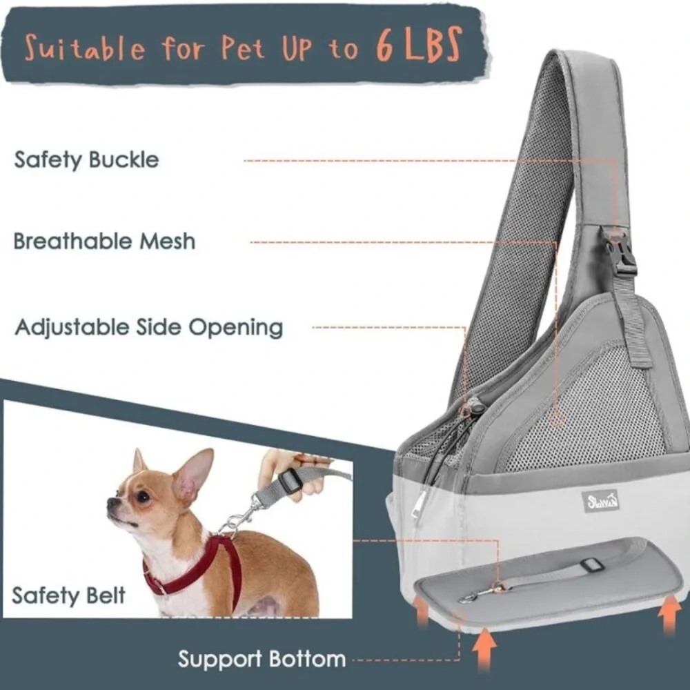 Nwot SLOWTON Pet Dog Sling Carrier, Hands Free Hard Bottom Papoose Small Animal